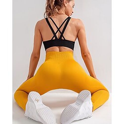 Women's Yoga Pants Tummy Control Butt Lift Jacquard Yoga Fitness Gym Workout High Waist Tights Bottoms Yellow Winter Spandex Sports Activewear Skinny High Elas - Ador IT - Modalova