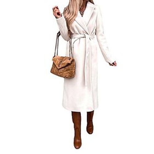 Women's Coat Outdoor Going out Weekend Park Warm Breathable Single Breasted Lace up Pocket Active Fashion Comfortable Street Style Turndown Regular Fit Solid C - Ador IT - Modalova