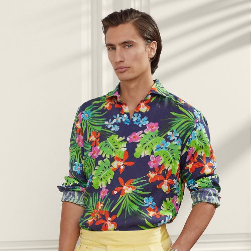 Camicia in lino stampata a fiori - Purple Label - Modalova