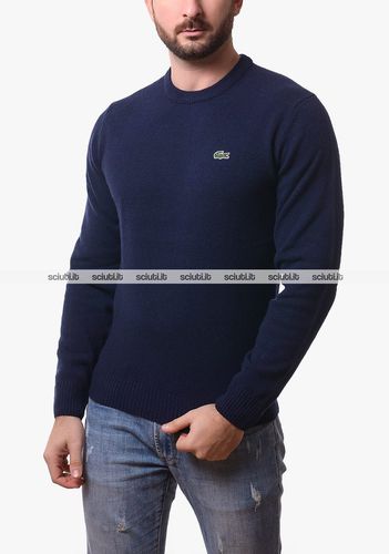 Maglione uomo blu scuro girocollo in jersey di lana - Lacoste - Modalova
